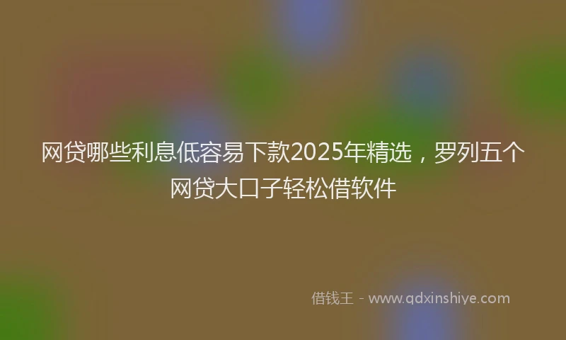 网贷哪些利息低容易下款2025年精选，罗列五个网贷大口子轻松借软件