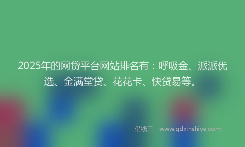 2025年的网贷平台网站排名有：呼吸金、派派优选、金满堂贷、花花卡、快贷易等。