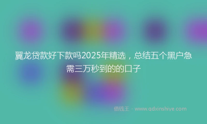 翼龙贷款好下款吗2025年精选，总结五个黑户急需三万秒到的的口子