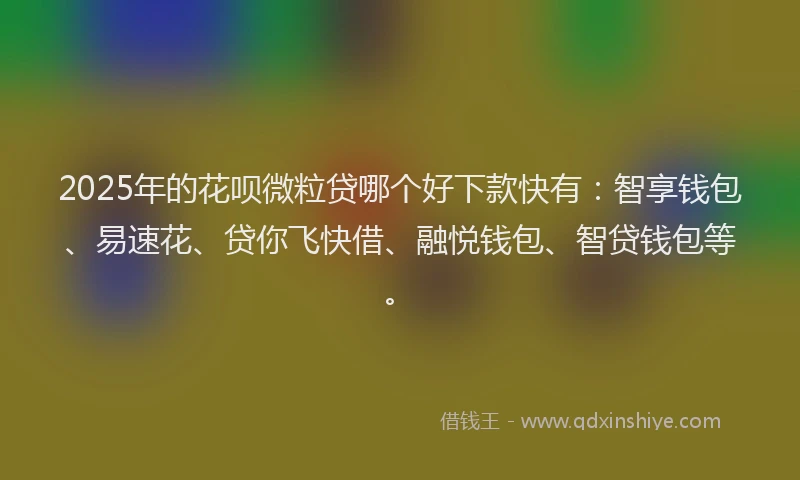 2025年的花呗微粒贷哪个好下款快有：智享钱包、易速花、贷你飞快借、融悦钱包、智贷钱包等。