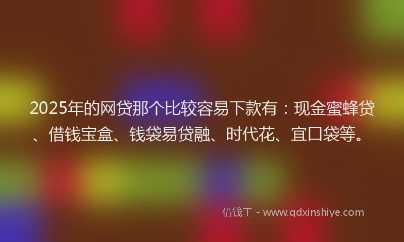 2025年的网贷那个比较容易下款有：现金蜜蜂贷、借钱宝盒、钱袋易贷融、时代花、宜口袋等。