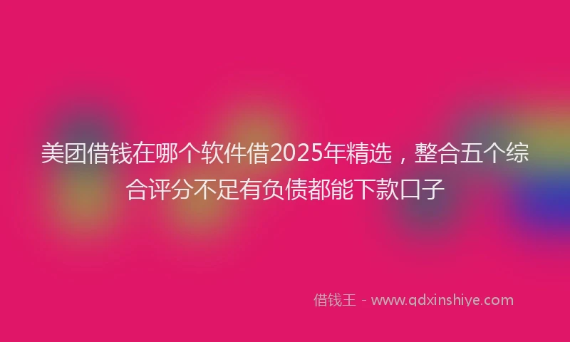 美团借钱在哪个软件借2025年精选，整合五个综合评分不足有负债都能下款口子