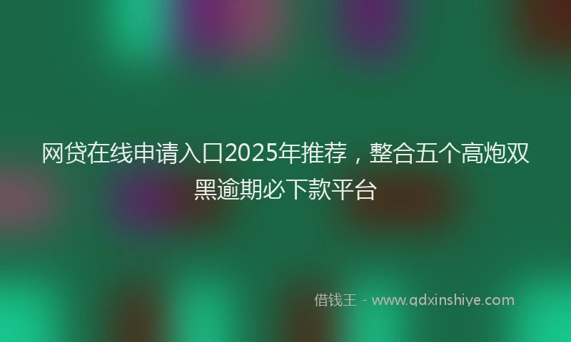网贷在线申请入口2025年推荐，整合五个高炮双黑逾期必下款平台