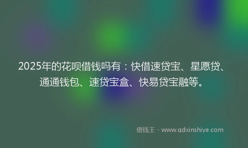 2025年的花呗借钱吗有：快借速贷宝、星愿贷、通通钱包、速贷宝盒、快易贷宝融等。
