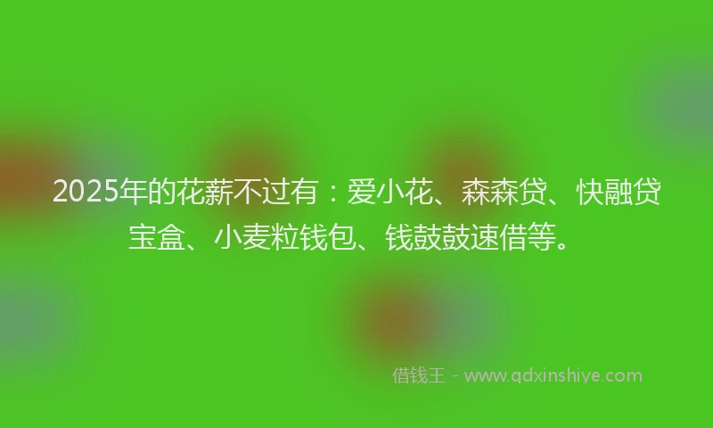 2025年的花薪不过有：爱小花、森森贷、快融贷宝盒、小麦粒钱包、钱鼓鼓速借等。