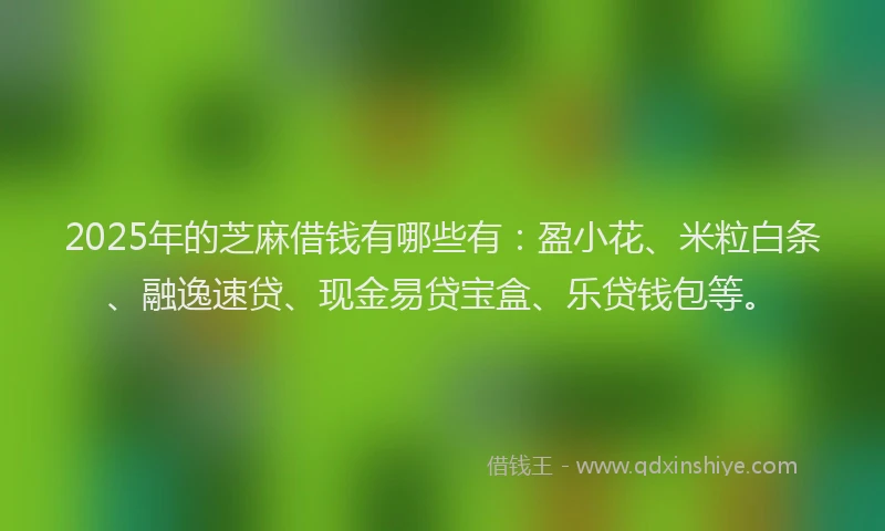 2025年的芝麻借钱有哪些有：盈小花、米粒白条、融逸速贷、现金易贷宝盒、乐贷钱包等。