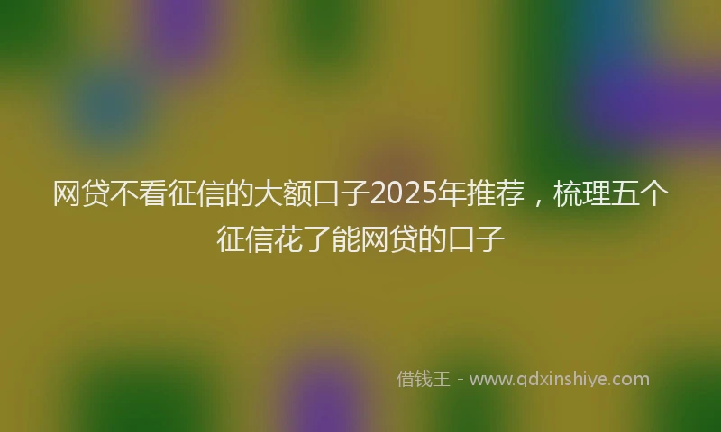 网贷不看征信的大额口子2025年推荐，梳理五个征信花了能网贷的口子