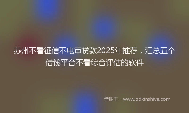 苏州不看征信不电审贷款2025年推荐，汇总五个借钱平台不看综合评估的软件