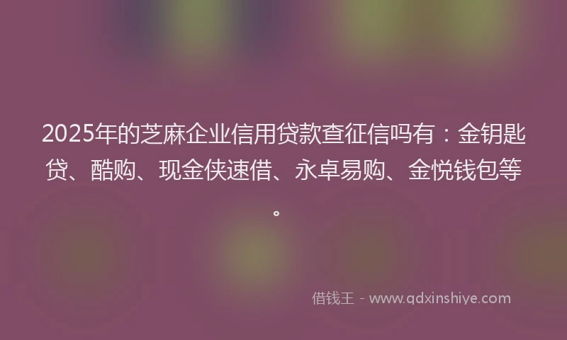2025年的芝麻企业信用贷款查征信吗有：金钥匙贷、酷购、现金侠速借、永卓易购、金悦钱包等。