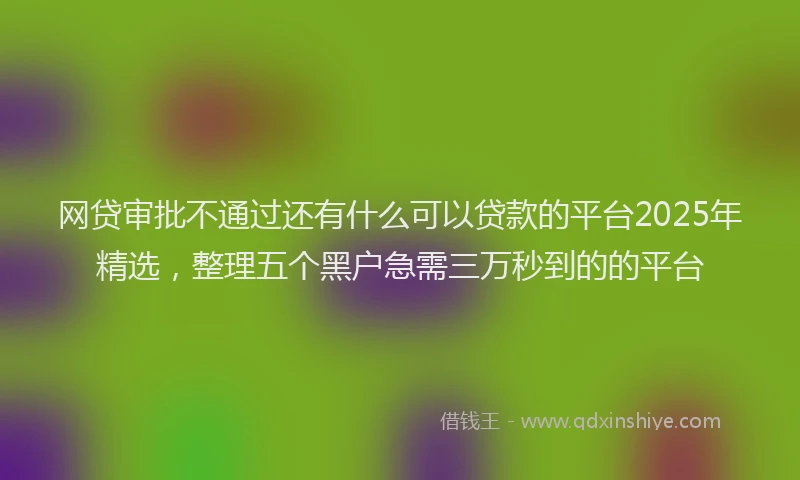 网贷审批不通过还有什么可以贷款的平台2025年精选，整理五个黑户急需三万秒到的的平台