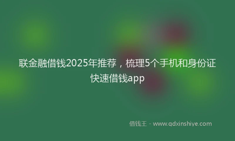 联金融借钱2025年推荐，梳理5个手机和身份证快速借钱app