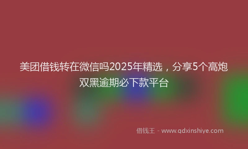 美团借钱转在微信吗2025年精选，分享5个高炮双黑逾期必下款平台