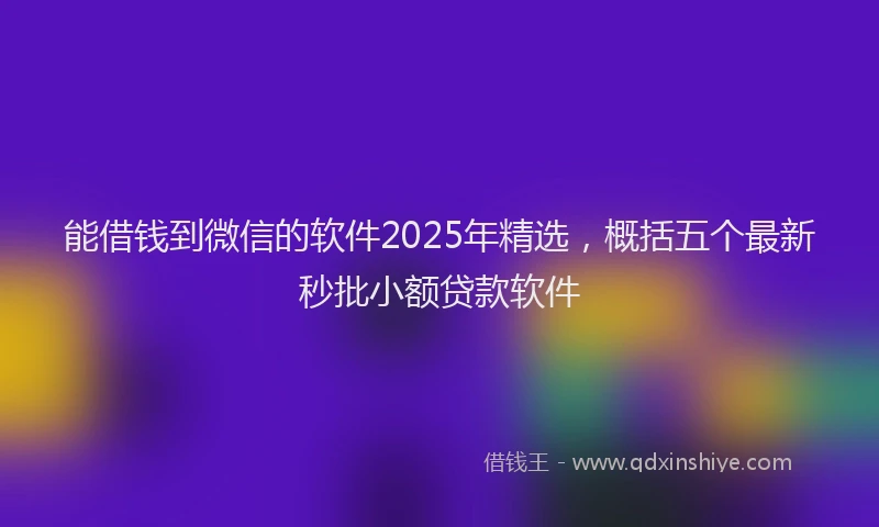 能借钱到微信的软件2025年精选，概括五个最新秒批小额贷款软件