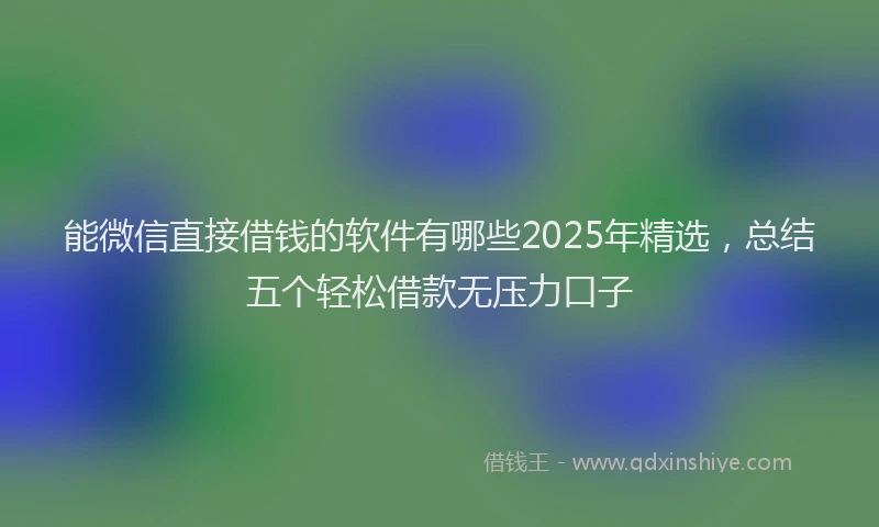 能微信直接借钱的软件有哪些2025年精选，总结五个轻松借款无压力口子
