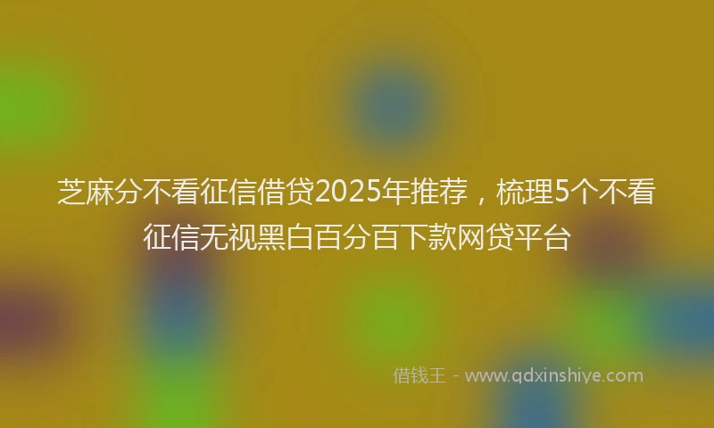 芝麻分不看征信借贷2025年推荐，梳理5个不看征信无视黑白百分百下款网贷平台