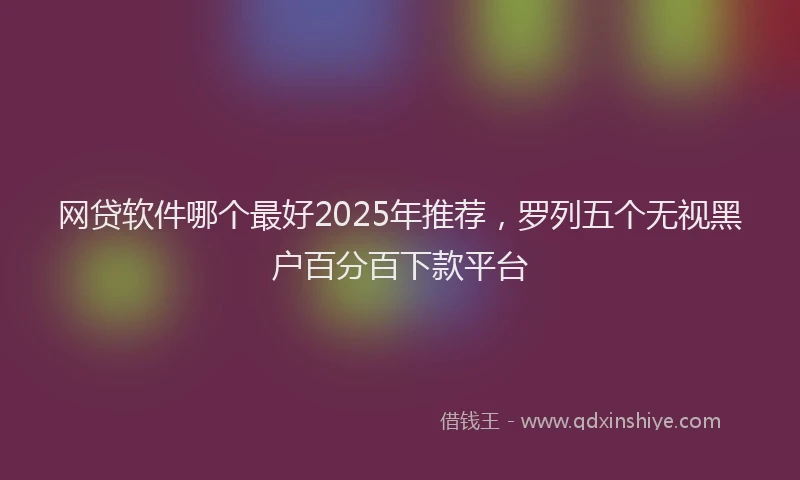 网贷软件哪个最好2025年推荐，罗列五个无视黑户百分百下款平台