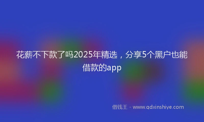 花薪不下款了吗2025年精选，分享5个黑户也能借款的app
