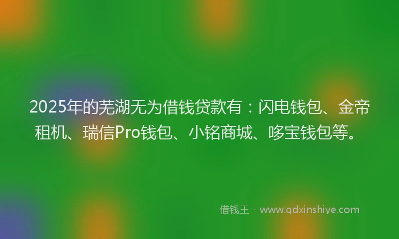 2025年的芜湖无为借钱贷款有：闪电钱包、金帝租机、瑞信Pro钱包、小铭商城、哆宝钱包等。