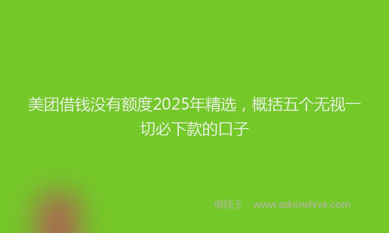 美团借钱没有额度2025年精选，概括五个无视一切必下款的口子