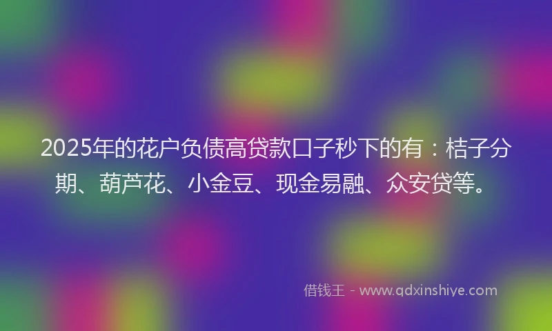 2025年的花户负债高贷款口子秒下的有：桔子分期、葫芦花、小金豆、现金易融、众安贷等。