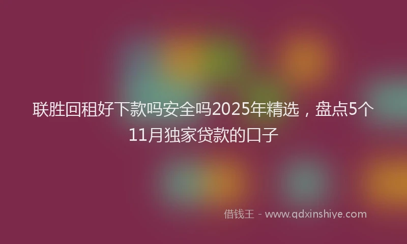 联胜回租好下款吗安全吗2025年精选，盘点5个11月独家贷款的口子