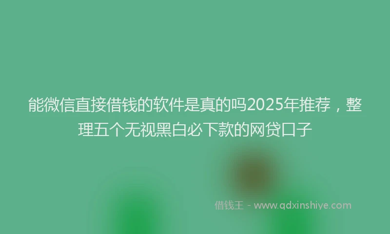 能微信直接借钱的软件是真的吗2025年推荐，整理五个无视黑白必下款的网贷口子