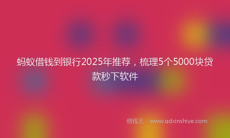 蚂蚁借钱到银行2025年推荐，梳理5个5000块贷款秒下软件