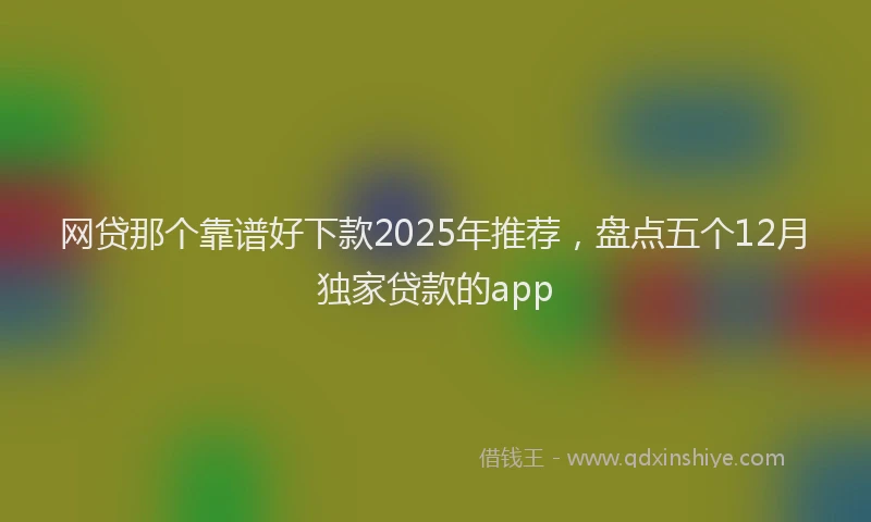 网贷那个靠谱好下款2025年推荐，盘点五个12月独家贷款的app