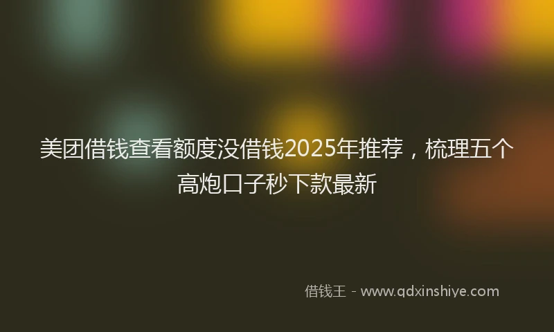 美团借钱查看额度没借钱2025年推荐，梳理五个高炮口子秒下款最新