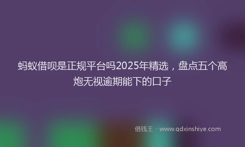 蚂蚁借呗是正规平台吗2025年精选，盘点五个高炮无视逾期能下的口子
