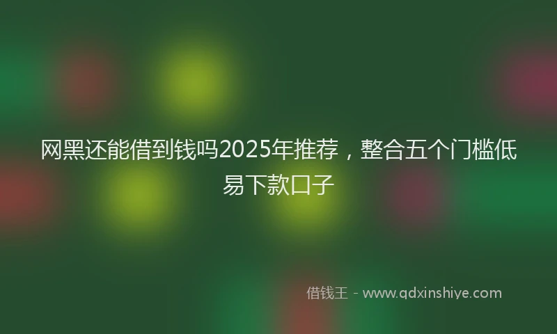 网黑还能借到钱吗2025年推荐，整合五个门槛低易下款口子