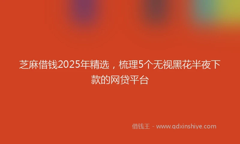 芝麻借钱2025年精选，梳理5个无视黑花半夜下款的网贷平台