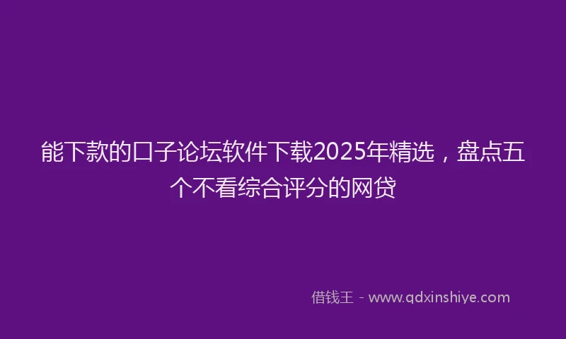 能下款的口子论坛软件下载2025年精选，盘点五个不看综合评分的网贷