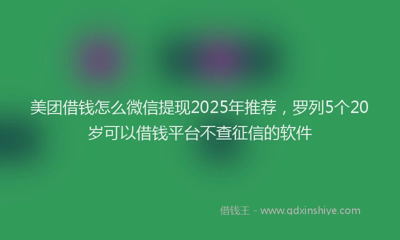 美团借钱怎么微信提现2025年推荐，罗列5个20岁可以借钱平台不查征信的软件