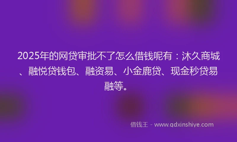 2025年的网贷审批不了怎么借钱呢有：沐久商城、融悦贷钱包、融资易、小金鹿贷、现金秒贷易融等。
