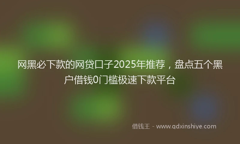 网黑必下款的网贷口子2025年推荐，盘点五个黑户借钱0门槛极速下款平台