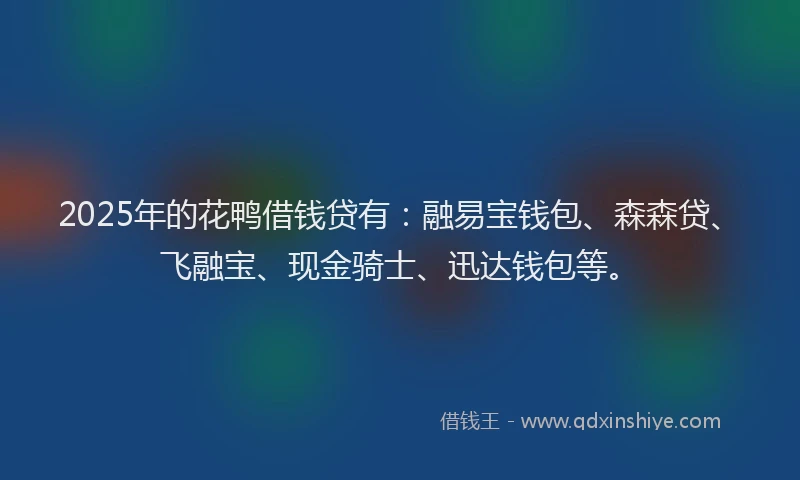 2025年的花鸭借钱贷有：融易宝钱包、森森贷、飞融宝、现金骑士、迅达钱包等。