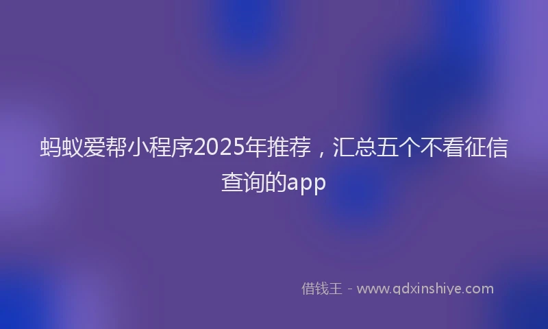 蚂蚁爱帮小程序2025年推荐，汇总五个不看征信查询的app