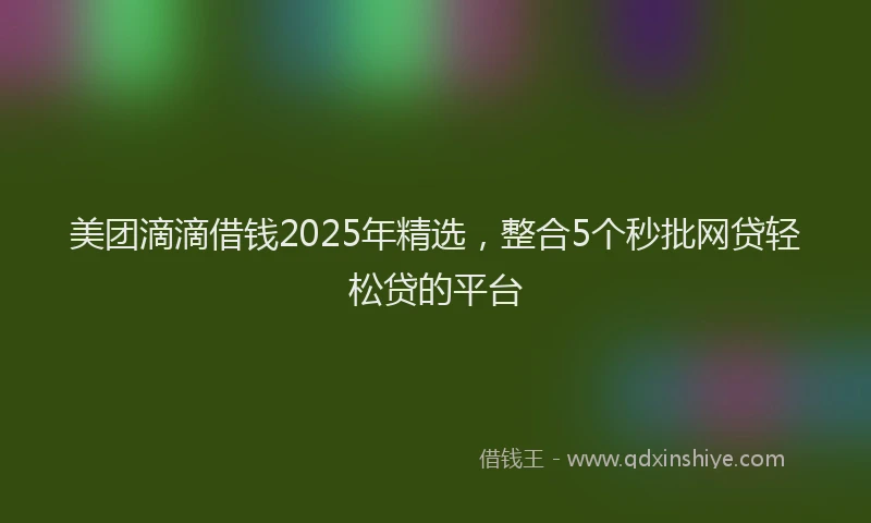 美团滴滴借钱2025年精选，整合5个秒批网贷轻松贷的平台
