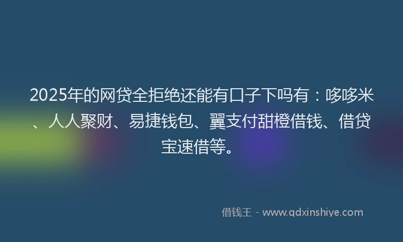 2025年的网贷全拒绝还能有口子下吗有：哆哆米、人人聚财、易捷钱包、翼支付甜橙借钱、借贷宝速借等。