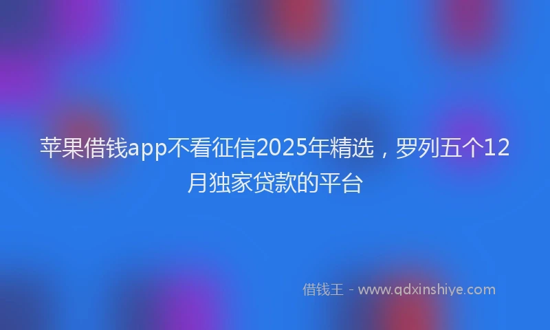 苹果借钱app不看征信2025年精选，罗列五个12月独家贷款的平台