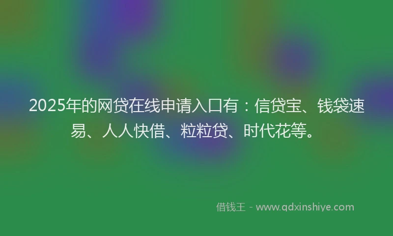 2025年的网贷在线申请入口有：信贷宝、钱袋速易、人人快借、粒粒贷、时代花等。