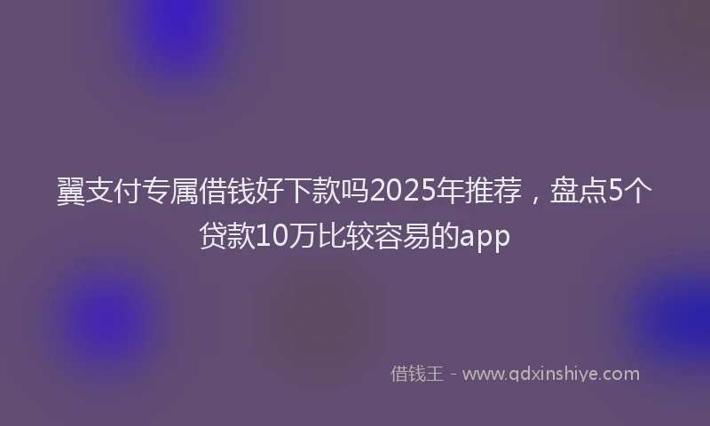 翼支付专属借钱好下款吗2025年推荐，盘点5个贷款10万比较容易的app