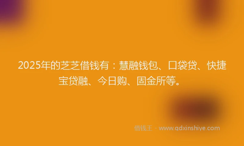 2025年的芝芝借钱有：慧融钱包、口袋贷、快捷宝贷融、今日购、固金所等。