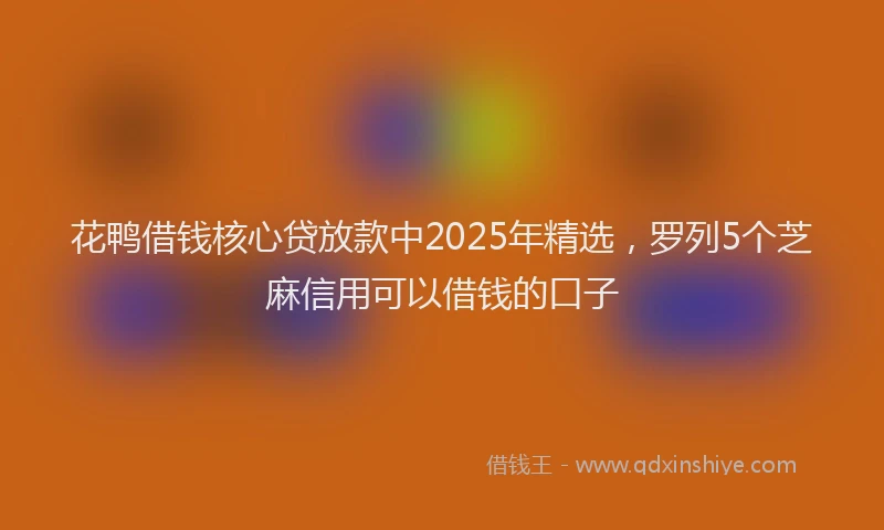 花鸭借钱核心贷放款中2025年精选，罗列5个芝麻信用可以借钱的口子