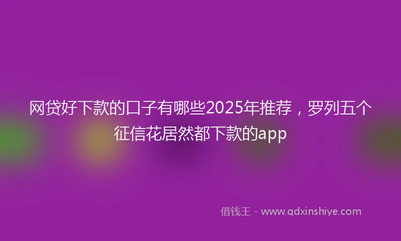 网贷好下款的口子有哪些2025年推荐，罗列五个征信花居然都下款的app