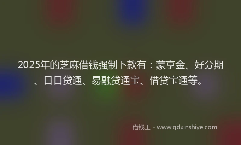 2025年的芝麻借钱强制下款有：蒙享金、好分期、日日贷通、易融贷通宝、借贷宝通等。