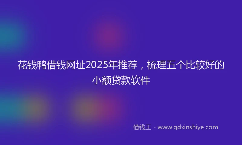 花钱鸭借钱网址2025年推荐，梳理五个比较好的小额贷款软件