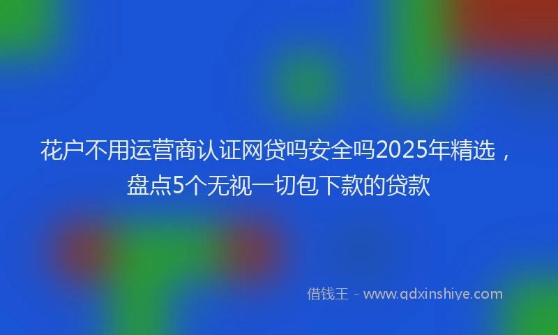 花户不用运营商认证网贷吗安全吗2025年精选，盘点5个无视一切包下款的贷款