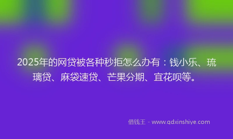 2025年的网贷被各种秒拒怎么办有：钱小乐、琉璃贷、麻袋速贷、芒果分期、宜花呗等。